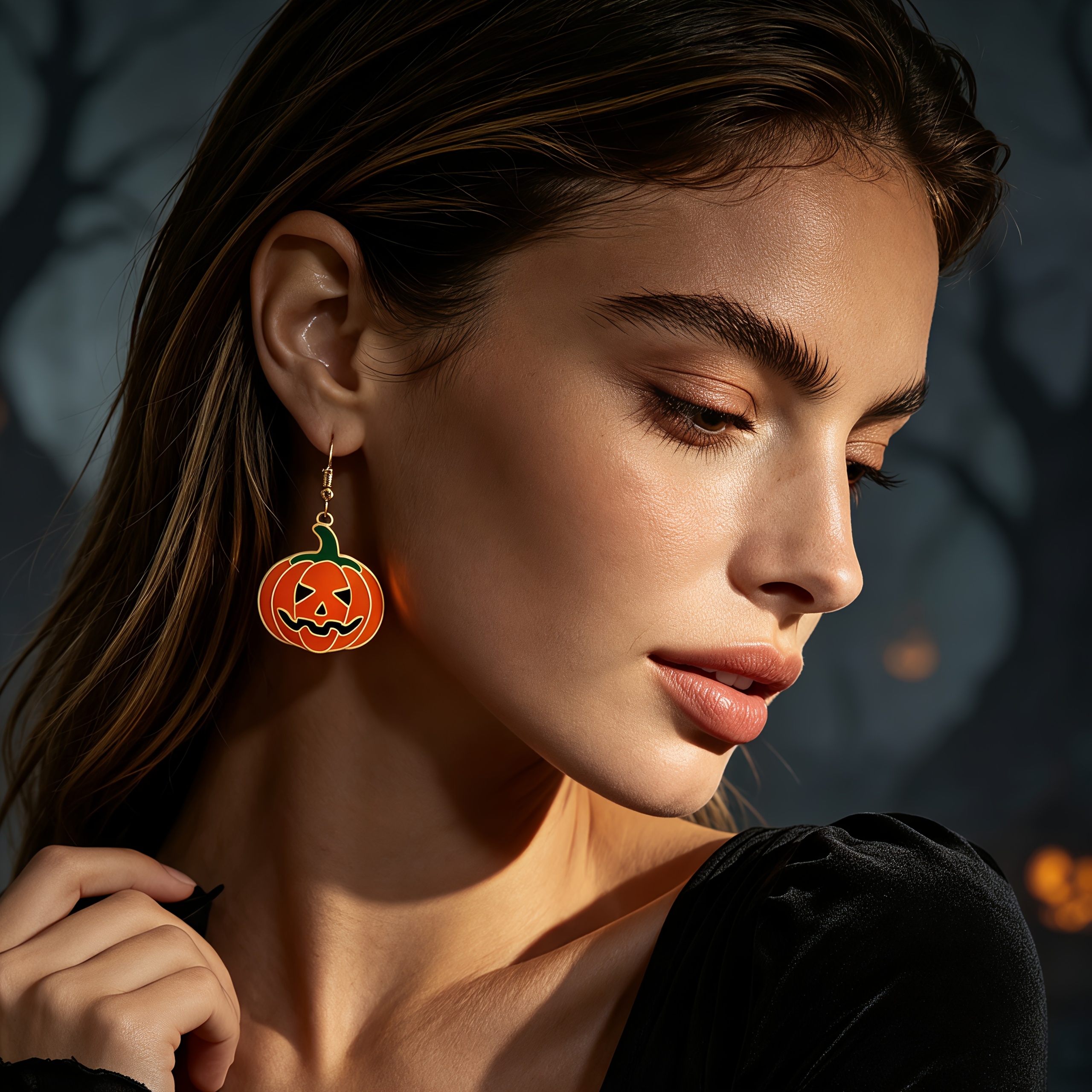 Cartoon Jack-o'-lantern Earrings, Halloween Party Accessory